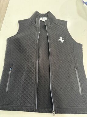 Ferrari Black Quilted Zip-Front Vest with Horse Emblem